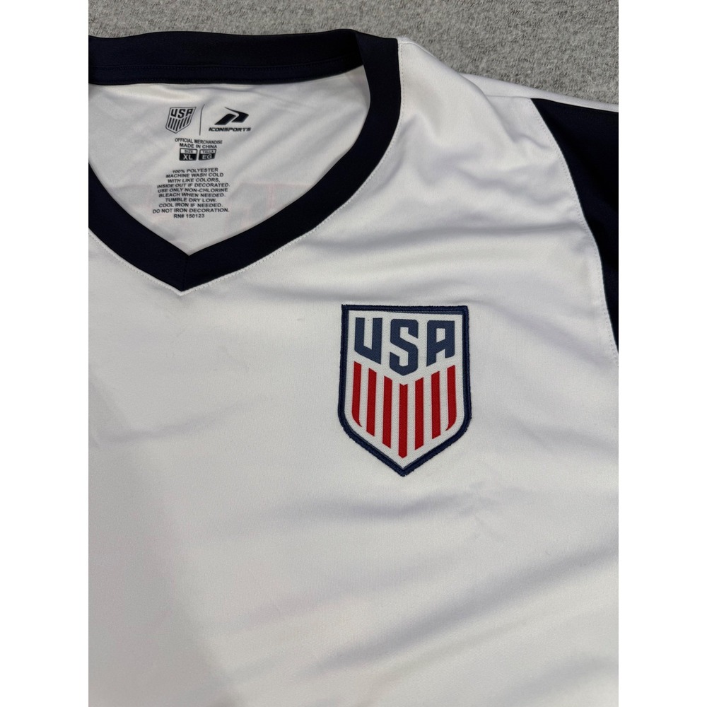 Icon Sports USA Soccer Jersey Mens XL White Navy Red V-Neck United States Shirt
